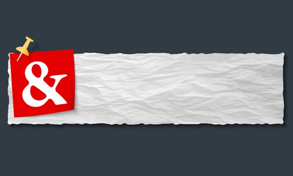 Banner com papel amassado e ampersand — Vetor de Stock