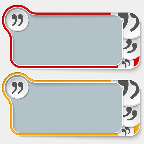 Uppsättning av två abstrakta textrutor och citattecken — Stock vektor