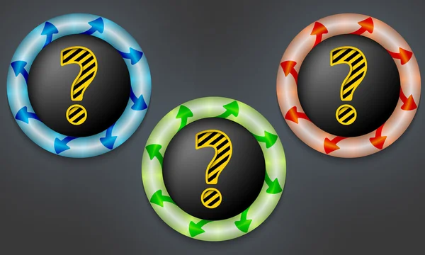 Icoane cu lumină de culoare spate și semn de întrebare — Vector de stoc