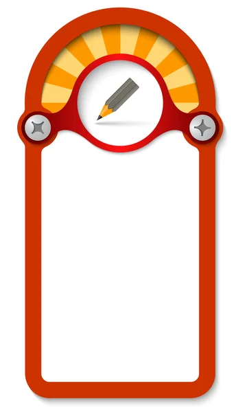 鉛筆と任意のテキストの赤い垂直ボックス — ストックベクタ