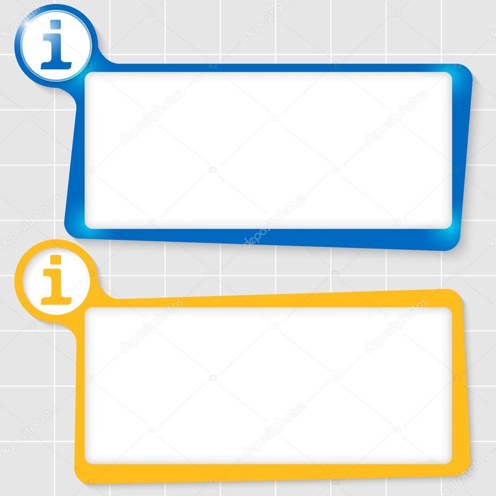 set of two text boxes for text and info symbol