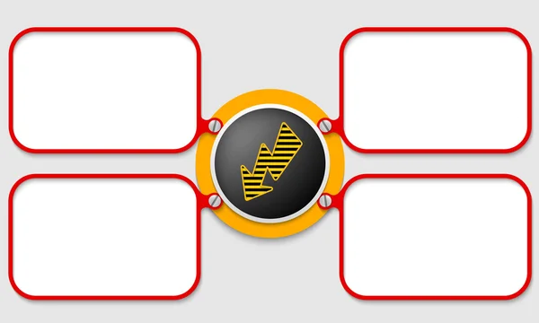 Quatro quadros vermelhos para texto e flash — Vetor de Stock