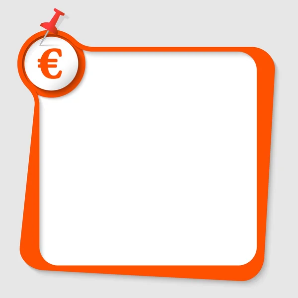 Caixa de texto com alfinete e símbolo do euro —  Vetores de Stock