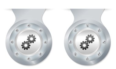 iki vektör nesnelerine vida ve bir cogwheels ile