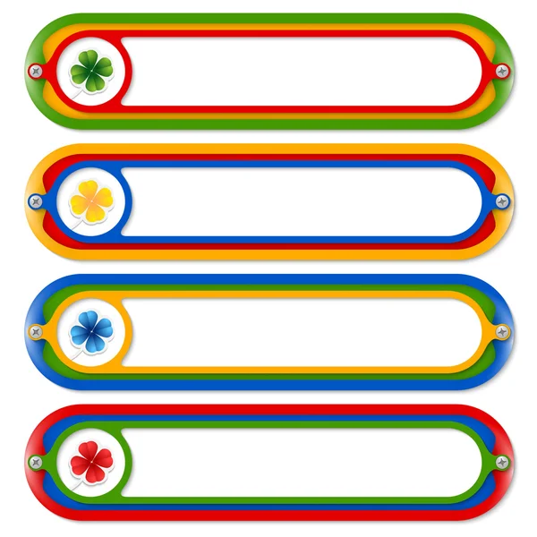 Quattro cornici colorate per qualsiasi testo e trifoglio — Vettoriale Stock