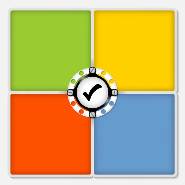 Vier farbige Rahmen für weißen Text und Kontrollkästchen — Stockvektor