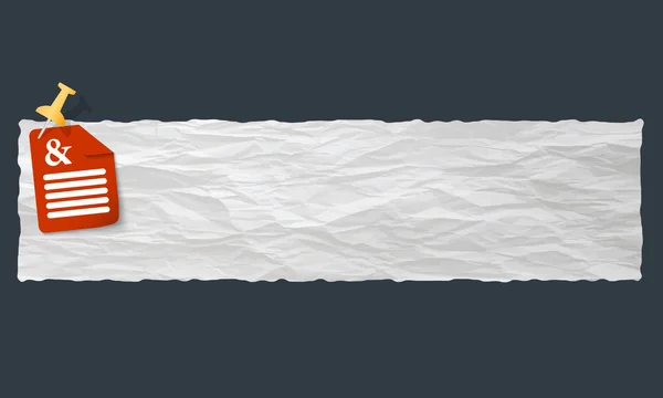 Banner met verfrommeld papier en teken — Stockvector