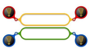 Renkli kare bir cıvata ve ünlem işareti ile katıldı