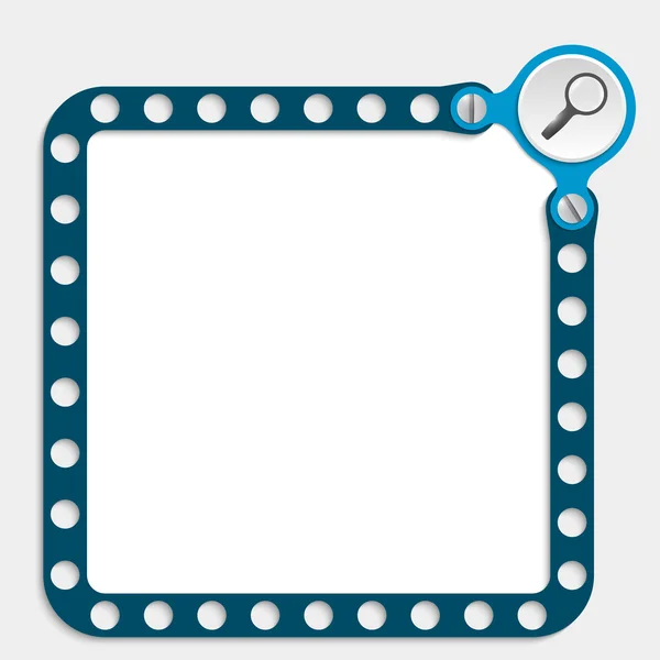 Blue frame for any text with screws and magnifier — Stock Vector