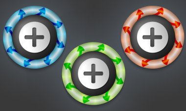 Renk arka aydınlatma ile simgeleri ve simge artı