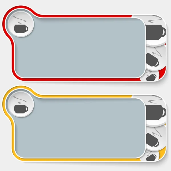 一套两个抽象的文本框和杯咖啡 — 图库矢量图片