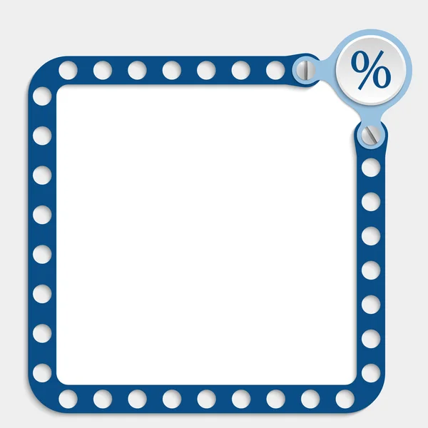 Blue frame for any text with screws and percent symbol — Stock Vector