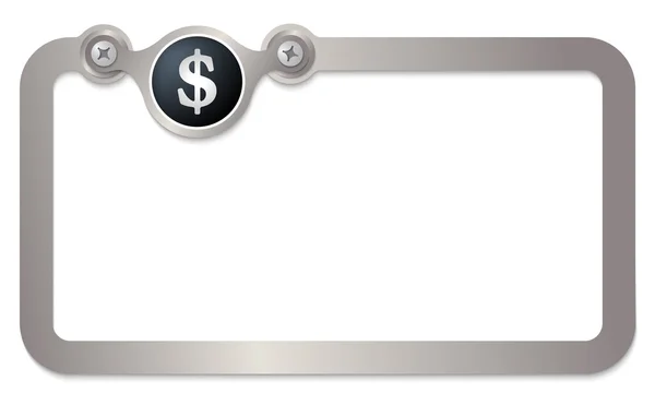 Quadro de texto de metal para qualquer símbolo de texto e dólar — Vetor de Stock