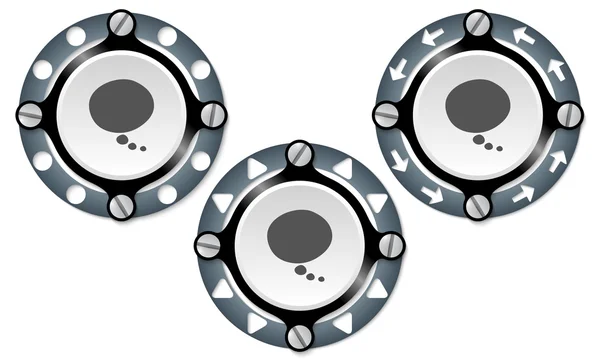 Ensemble de trois icônes avec anneau perforé et bulle vocale — Image vectorielle
