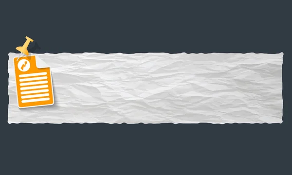 Banner con papel arrugado y flash — Vector de stock