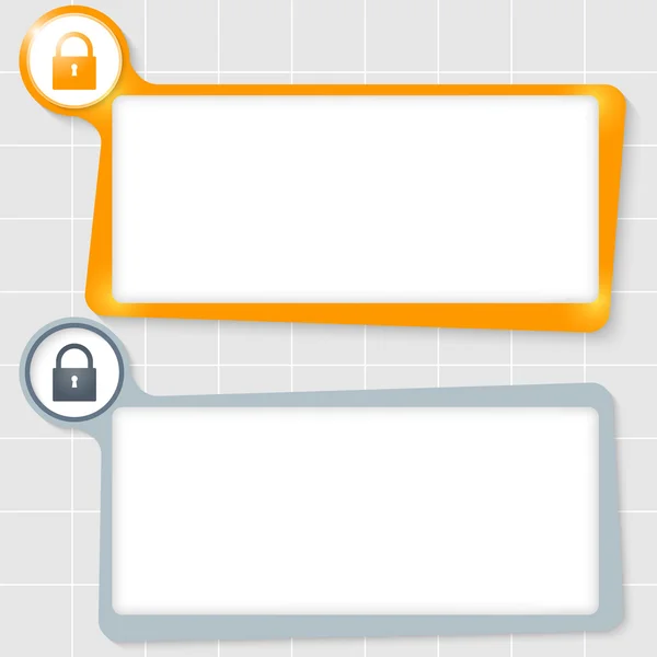 Set of two text boxes for text and padlock — Stock Vector