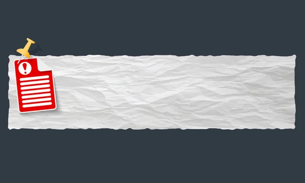 Banner med skrynkligt papper och utropstecken — Stock vektor