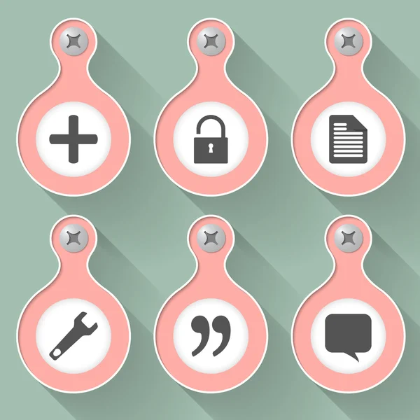 Set of six vector objects with icons — Stock Vector