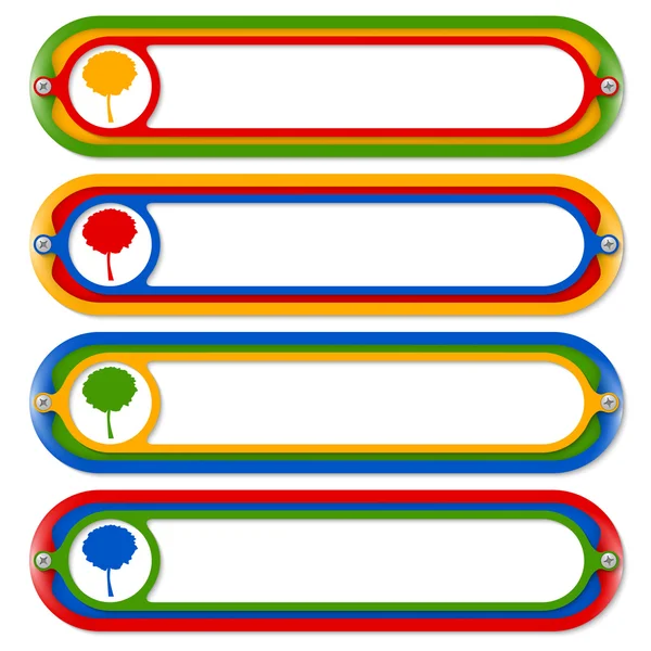 Čtyři barevné snímky pro libovolný text a strom symbol — Stockový vektor