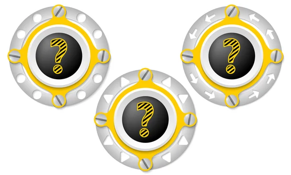 Set di tre icone con anello traforato e punto interrogativo — Vettoriale Stock