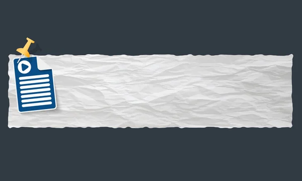Banner con papel arrugado y símbolo de juego — Vector de stock