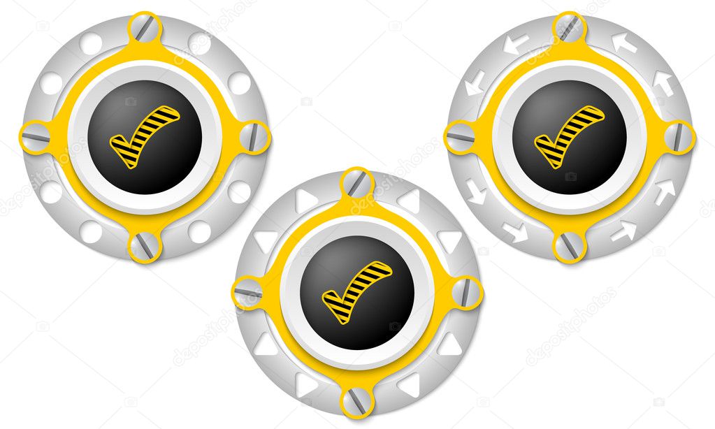Set of three icons with perforated ring and check box
