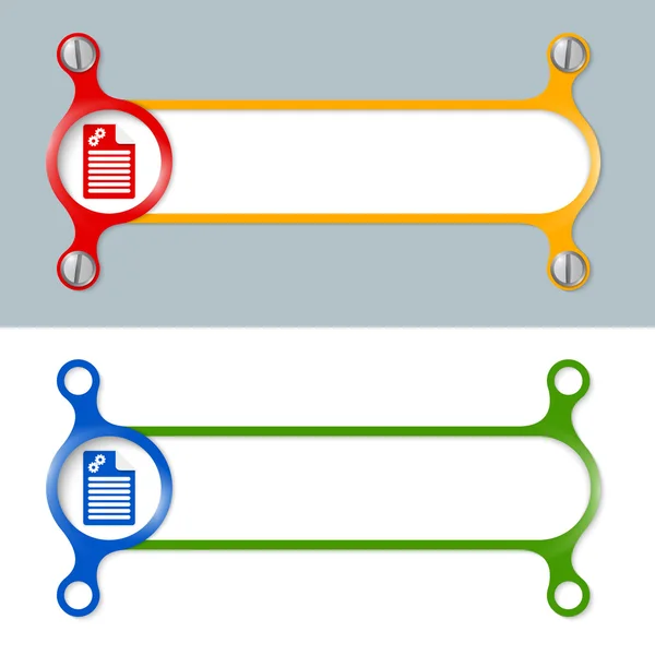 Vecteur abstrait cadre coloré et icône de document et roues dentées — Image vectorielle