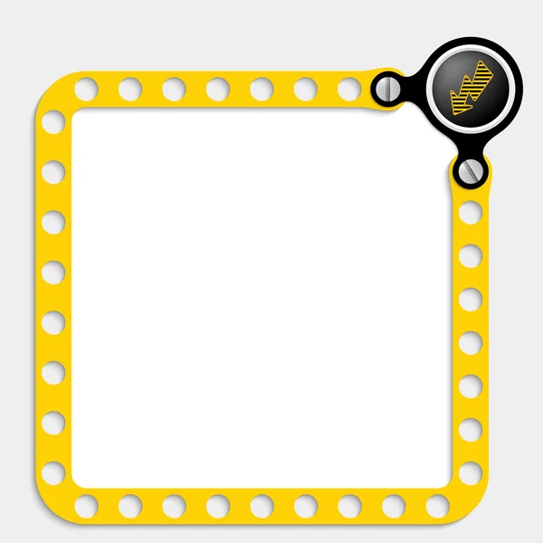 Yellow frame for text with screws and flash — Stock Vector