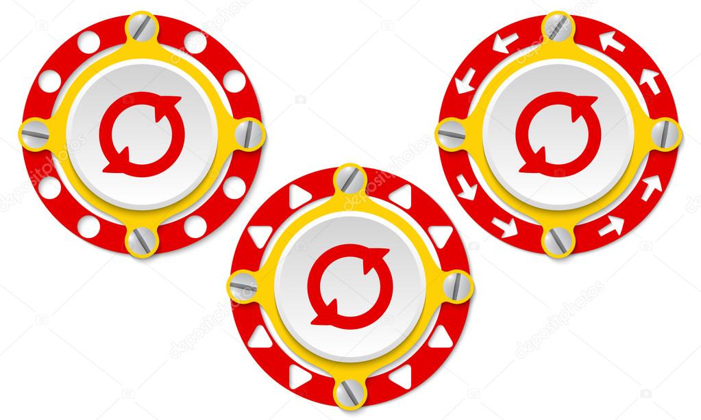 Set of three icons with perforated ring and arrows
