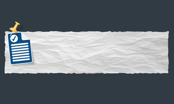 Banner con papel arrugado y casilla de verificación — Vector de stock