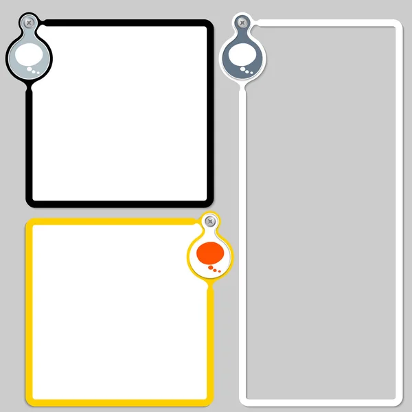Drei Rahmen zur Eingabe von Text und einer Sprechblase — Stockvektor