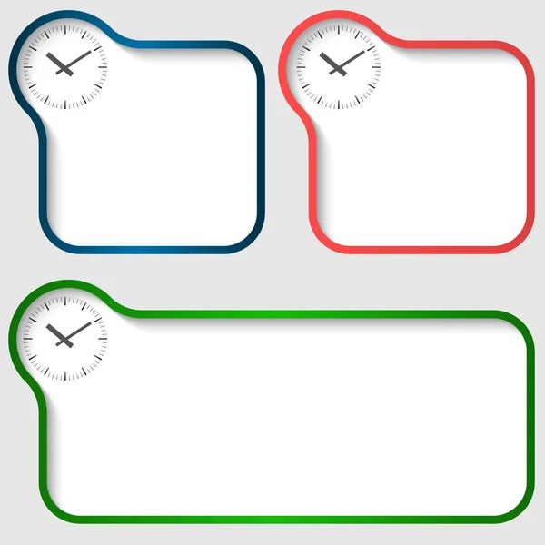 Drie vector tekstframe en horloges — Stockvector