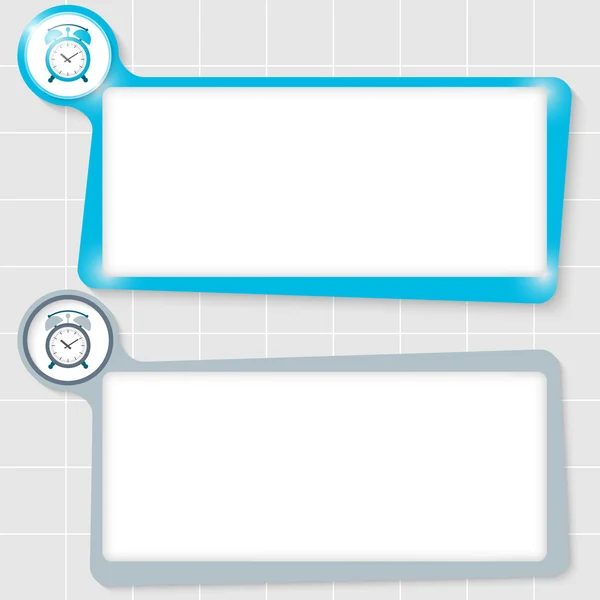 Set med två textrutor för text och väckarklocka — Stock vektor