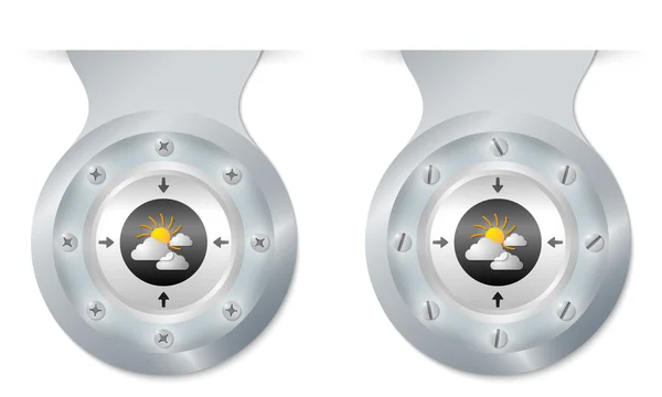 Dos objetos vectoriales con tornillos y sol y nubes — Archivo Imágenes Vectoriales