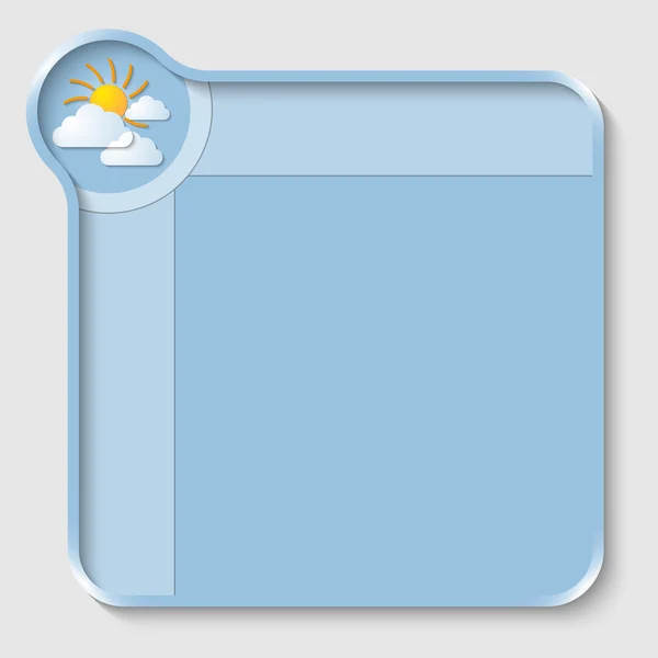 Modré textové pole pro zadání textu a slunce a mraky — Stockový vektor