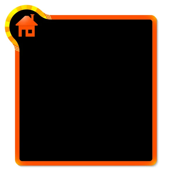 Marco rojo con esquina amarilla e icono del hogar — Vector de stock