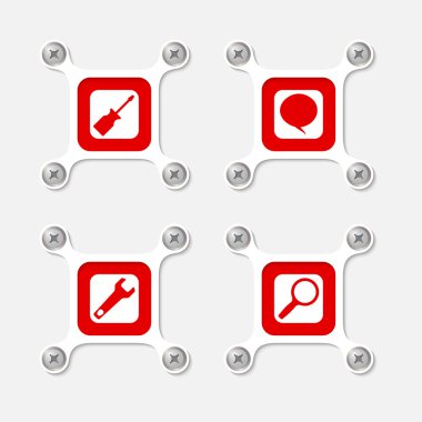 soyut beyaz nesneleri ve vida ve sembolleri