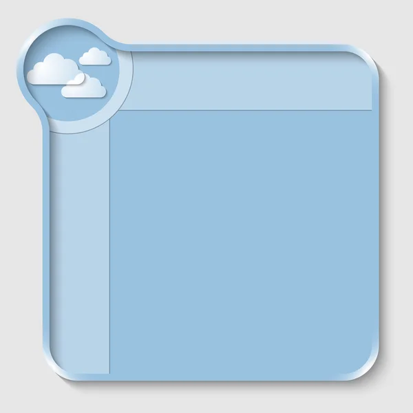 Blauwe tekstvak voor het invoeren van tekst en wolken — Stockvector