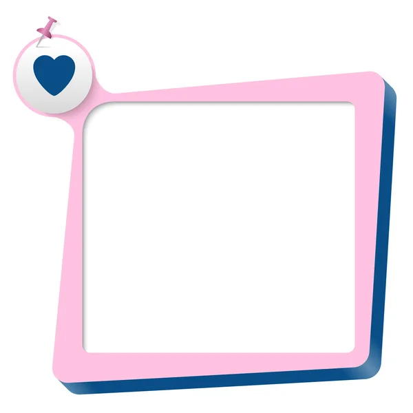 Pinkfarbenes Textfeld und blaues Herzsymbol — Stockvektor