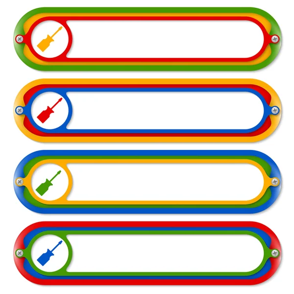 Quattro cornici colorate per qualsiasi testo con cacciavite — Vettoriale Stock
