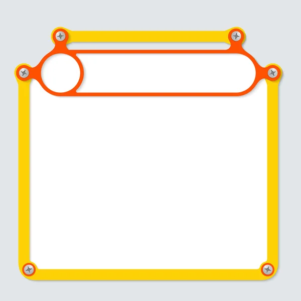 Yellow frame for text with screws and frame for headline — Stock Vector