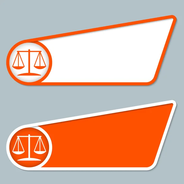 Two orange boxes for any text with law symbol — Stock Vector