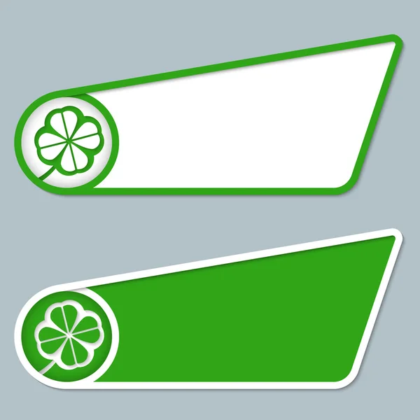 Yonca yaprağı ile herhangi bir metin için iki yeşil kutu — Stok Vektör
