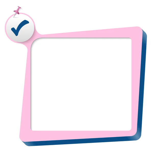 Caixa de texto rosa e caixa de seleção azul — Vetor de Stock