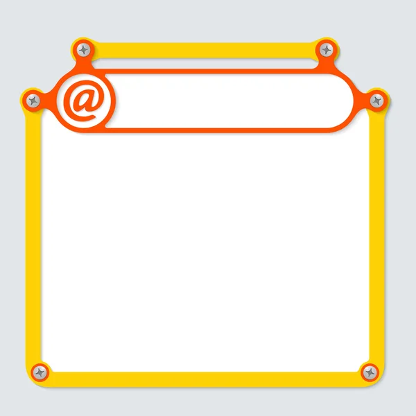 Yellow frame for text with screws and frame for headline — Stock Vector