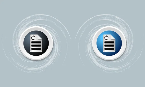 Deux icône et icône de document et bouton d'alimentation — Image vectorielle