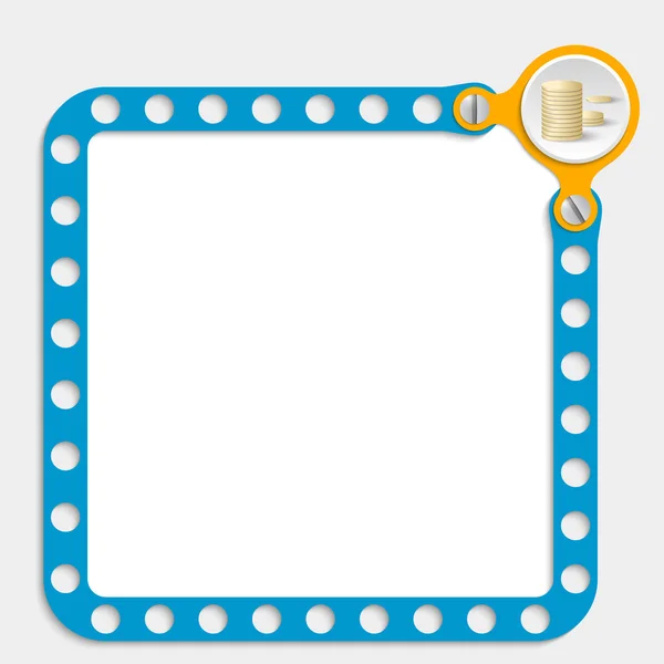 Blauw frame voor alle tekst die met schroeven en munten — Stockvector