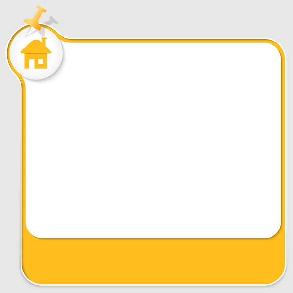 Cuadro de texto amarillo con pulsador e icono de inicio — Vector de stock