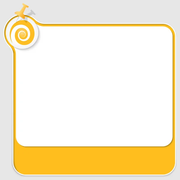 Caixa de texto amarelo com alfinete e espiral — Vetor de Stock