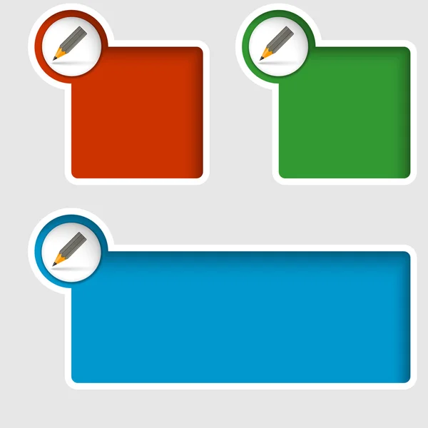 Conjunto de tres cuadros de texto con lápiz — Archivo Imágenes Vectoriales